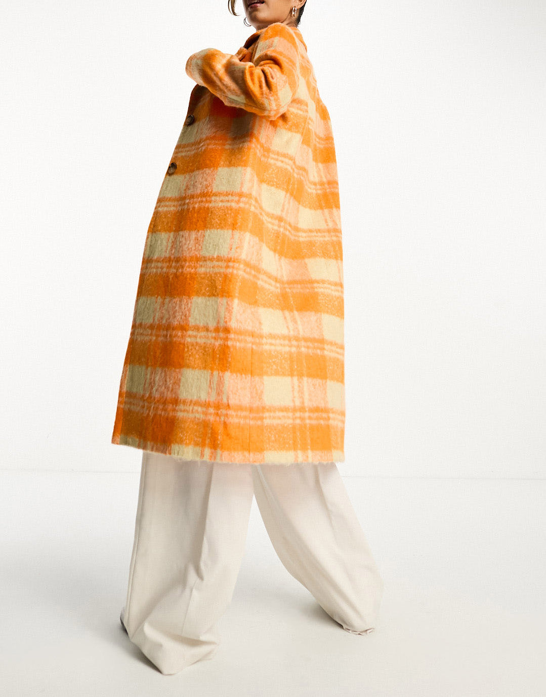 Helene Berman slim button through coat in orange ASOS Sample Sale