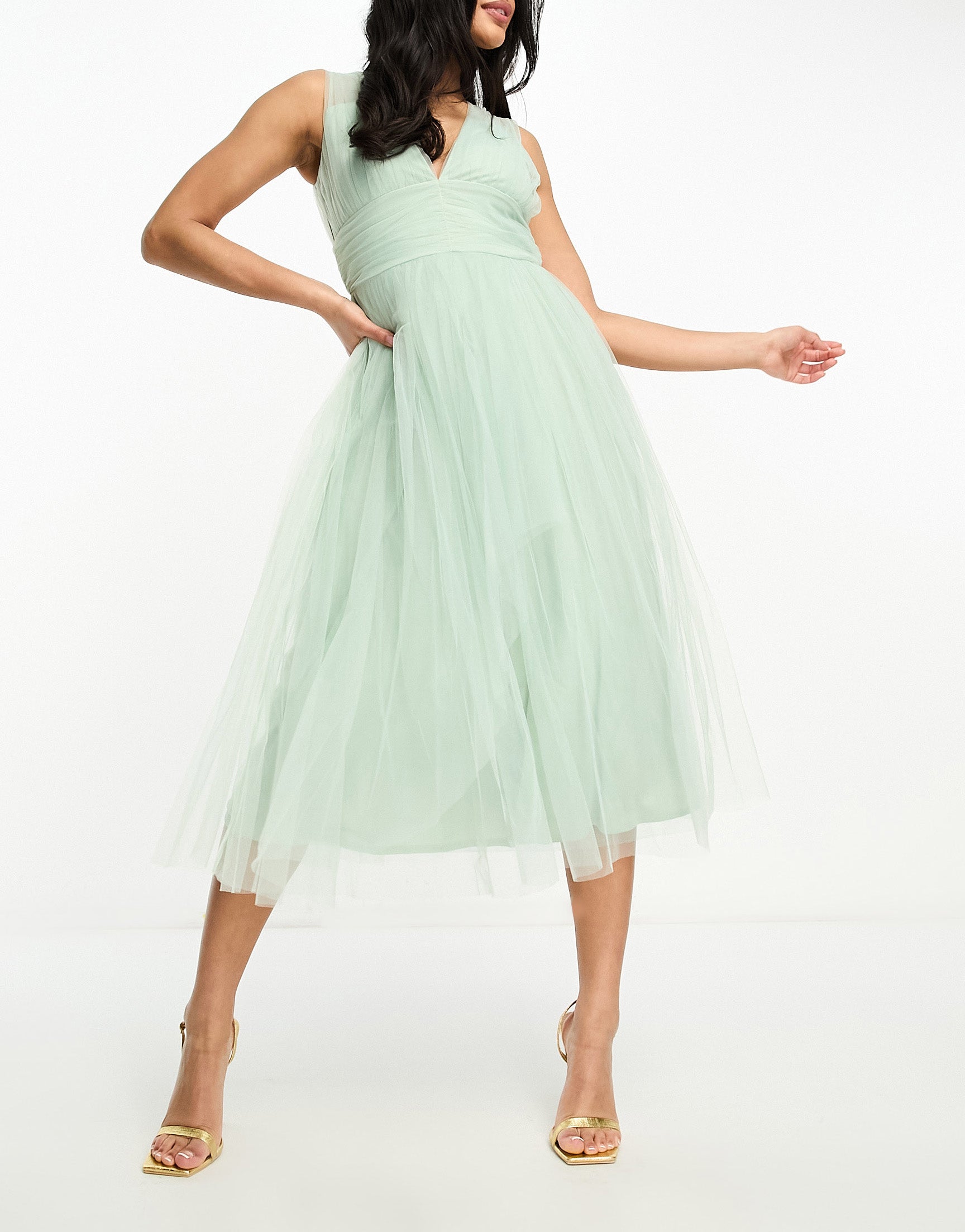 Beauut Bridal midi tulle dress in Sage ASOS Sample Sale