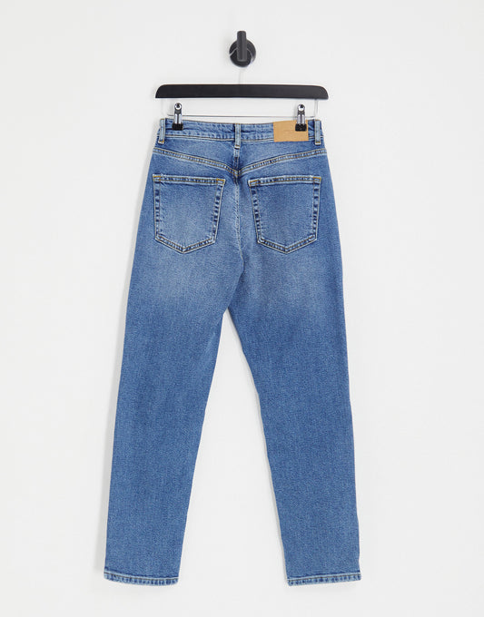 Vero Moda cotton straight leg jeans in mid blue - MBLUE