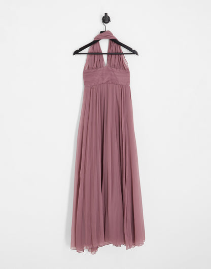 ASOS DESIGN Bridesmaid ruched bodice drape maxi dress with wrap waist