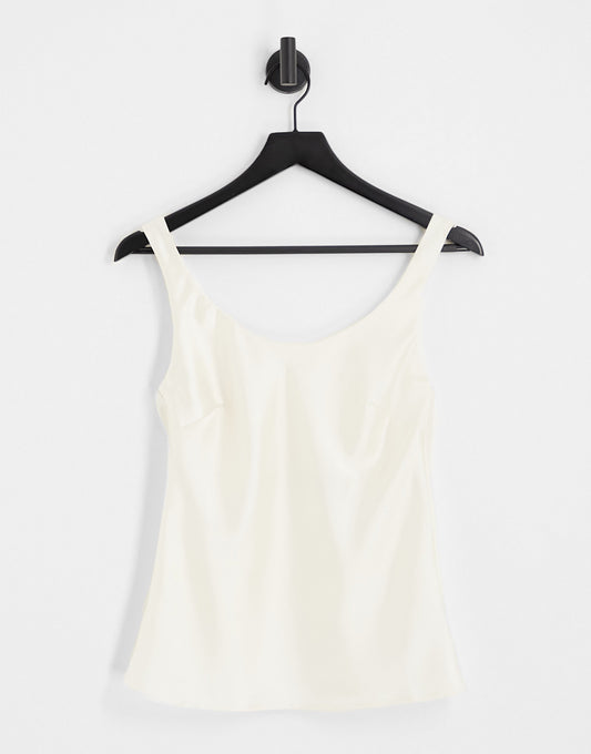 ASOS DESIGN scoop neck cami in satin in cream