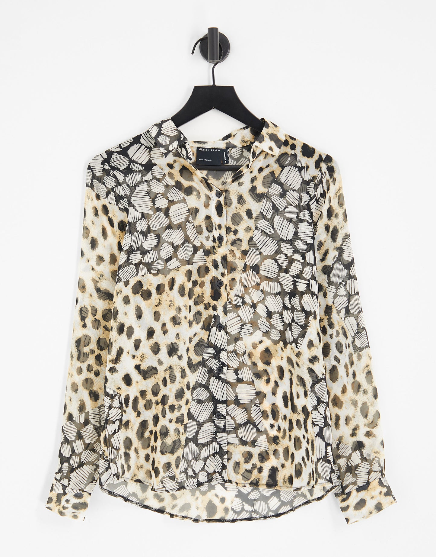 ASOS DESIGN long sleeve soft shirt in mixed animal scarf print