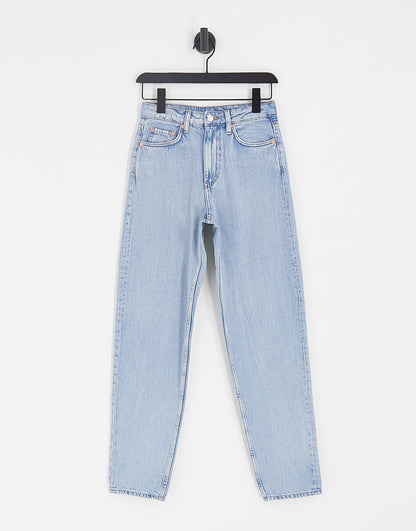 Weekday Lash cotton mom jean in summer blue wash - MBLUE