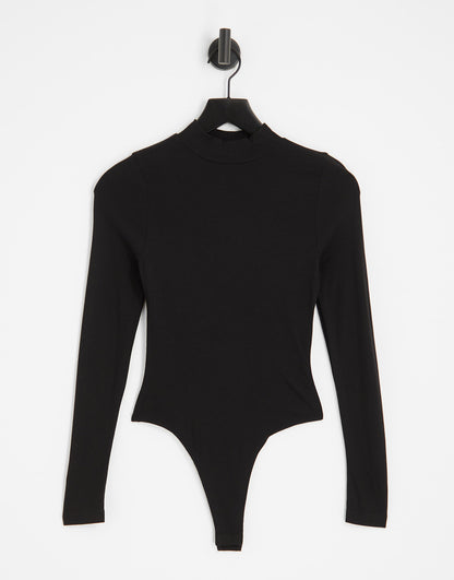 ASOS DESIGN Petite long sleeve bodysuit with turtle neck in black