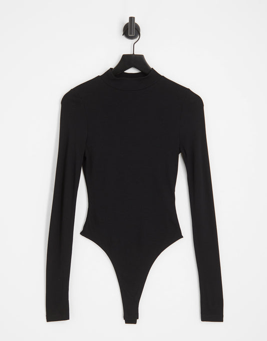 ASOS DESIGN Tall long sleeve bodysuit with turtle neck in black