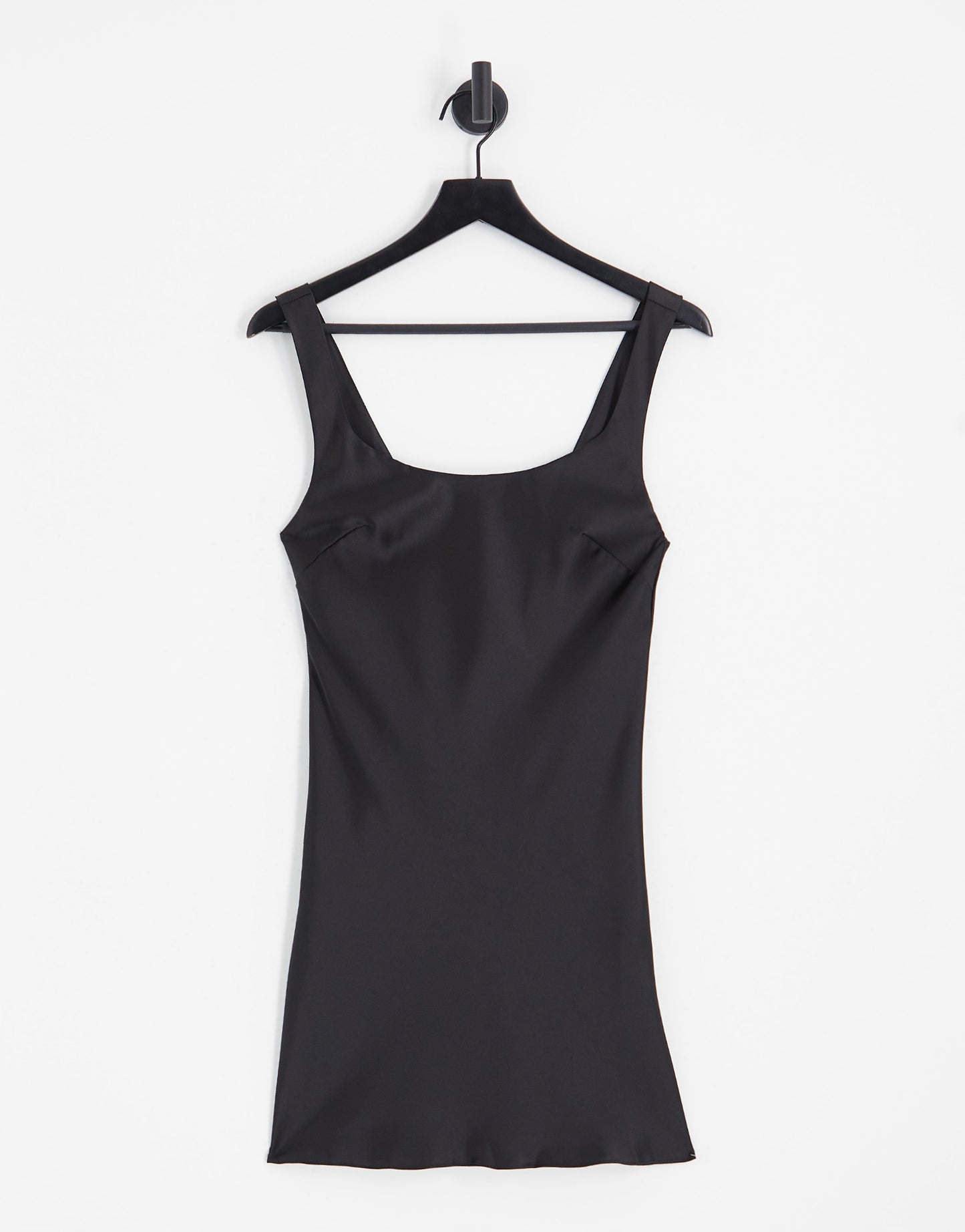 ASOS DESIGN scoop neck super mini satin slip dress in black