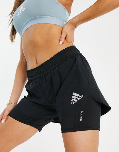 adidas Running 2-in-1 shorts in black