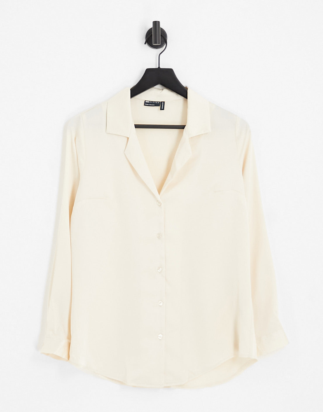 ASOS DESIGN ultimate satin shirt in ivory