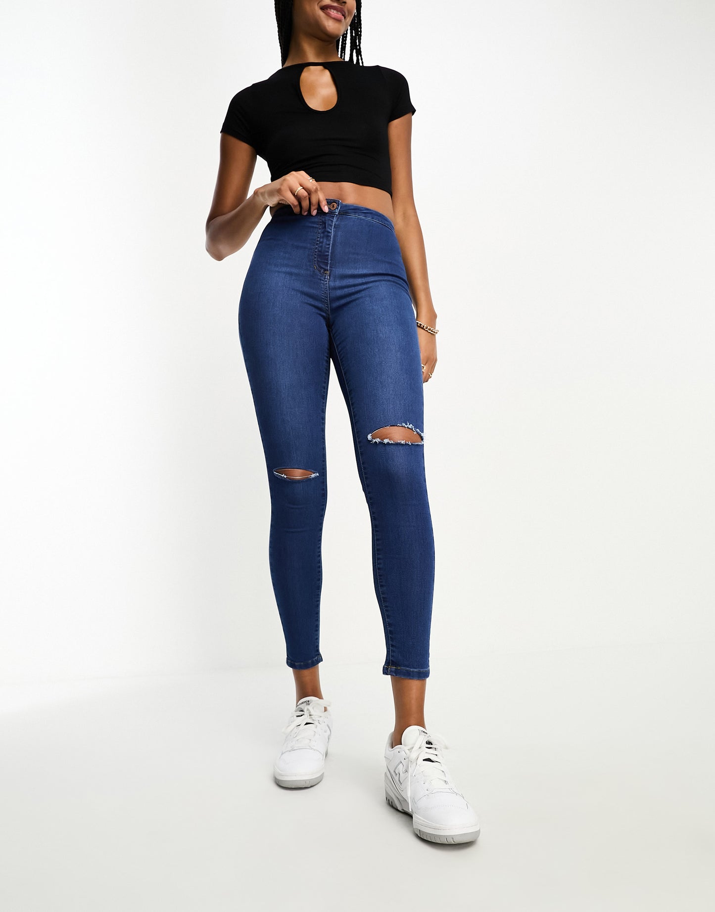 Parisian Tall skinny jeans in mid wash blue