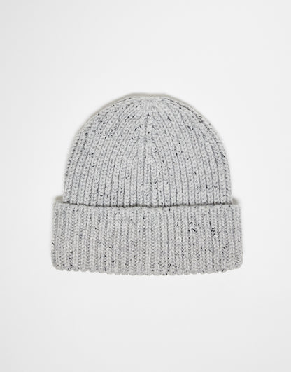 ASOS DESIGN chunky neppy beanie with deep turn up in grey