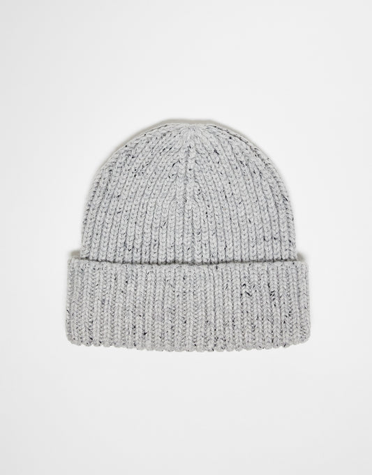 ASOS DESIGN chunky neppy beanie with deep turn up in grey