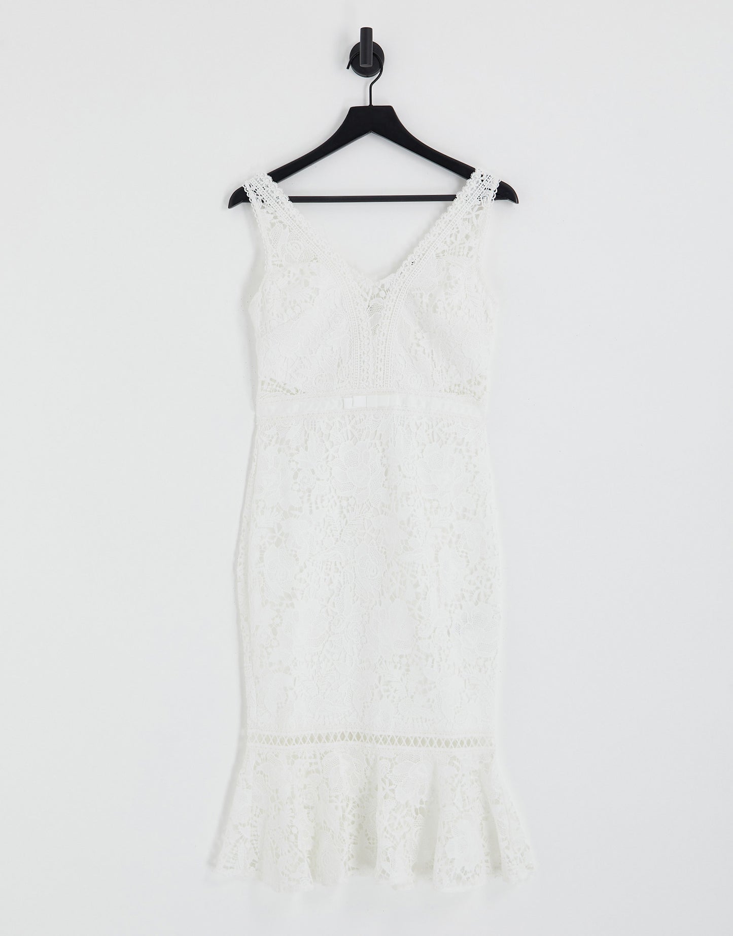 Lipsy lace midi dress with pephem in white