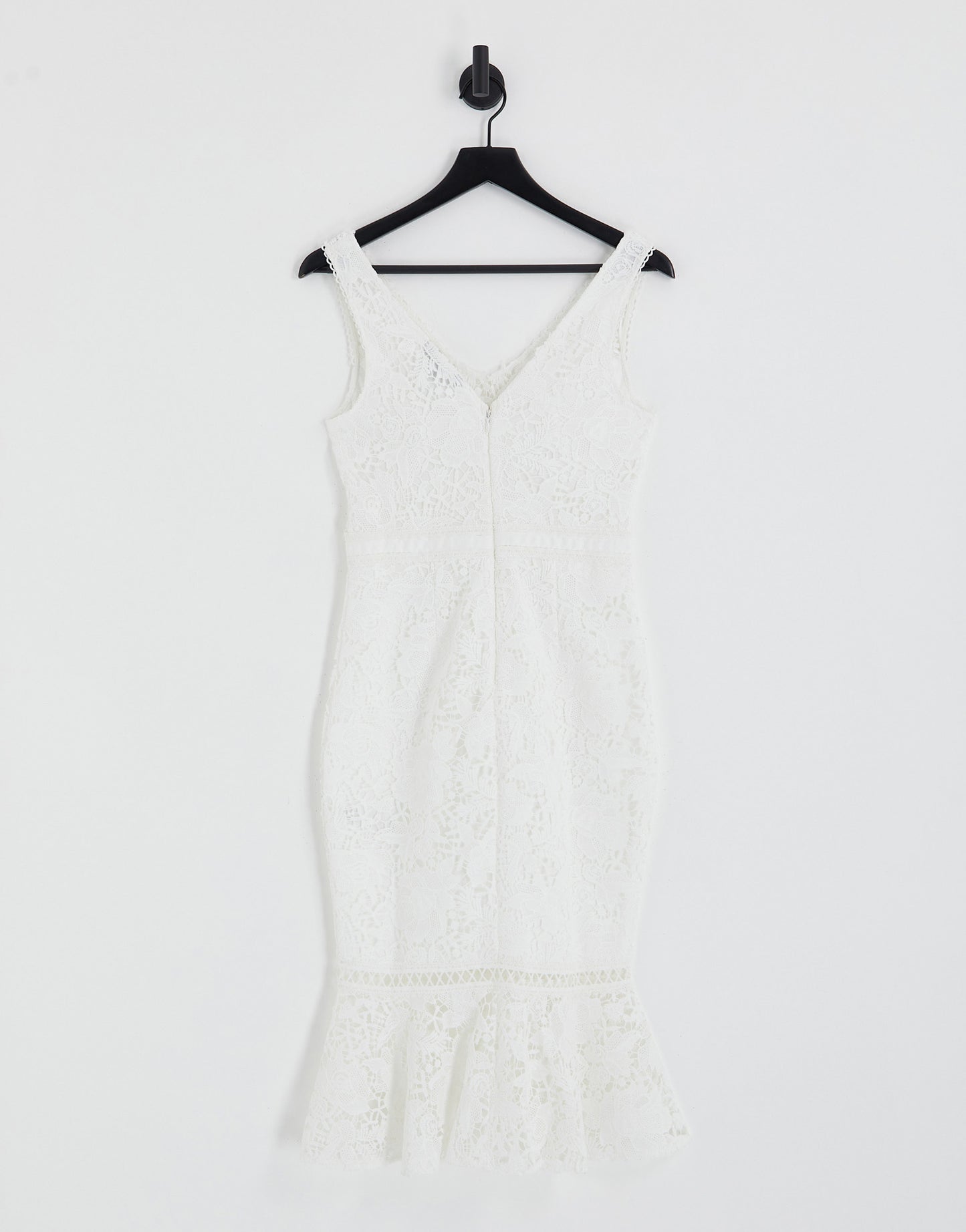 Lipsy lace midi dress with pephem in white