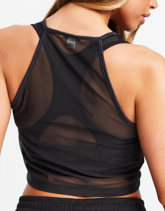 adidas Training 3 stripe crop tank in black