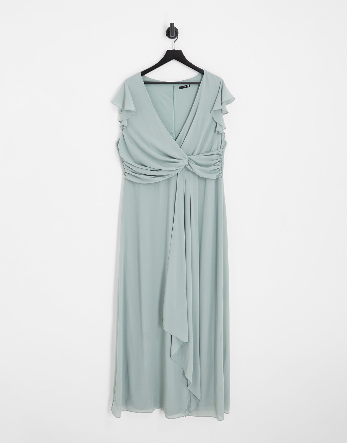 ASOS DESIGN Bridesmaid pleated cami maxi dress with satin wrap waist in olive