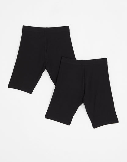 ASOS DESIGN 2 pack basic legging shorts in black