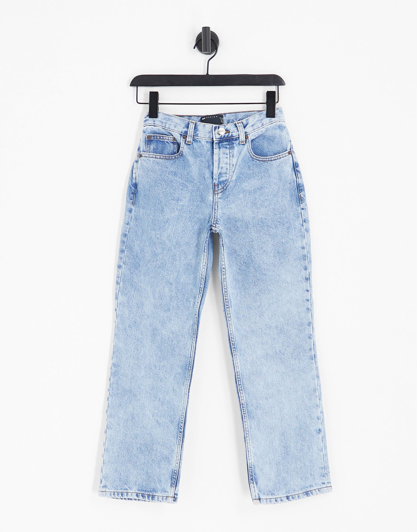 ASOS DESIGN Petite mid rise straight jeans in vintage lightwash