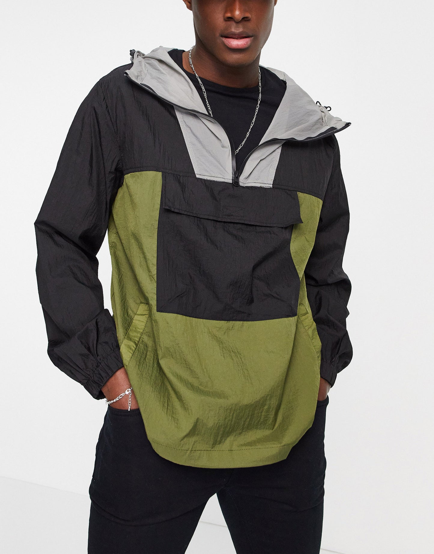 New Look overhead colour block jacket in multi