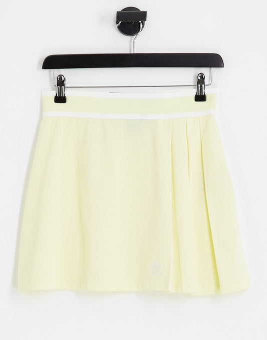 adidas Originals 'Tennis Luxe' logo pleated skirt in hazy yellow