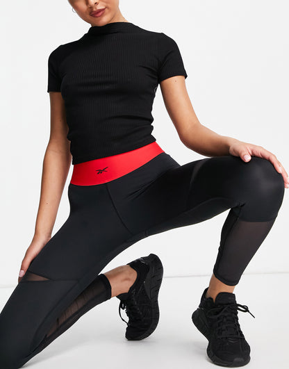 Reebok x Cardi B mesh insert logo leggings in black