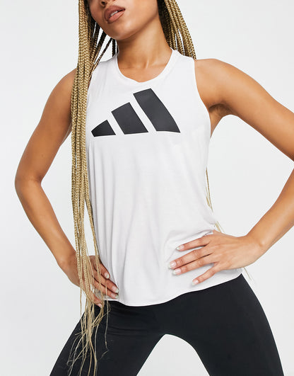 adidas Training  vest with large logo in white