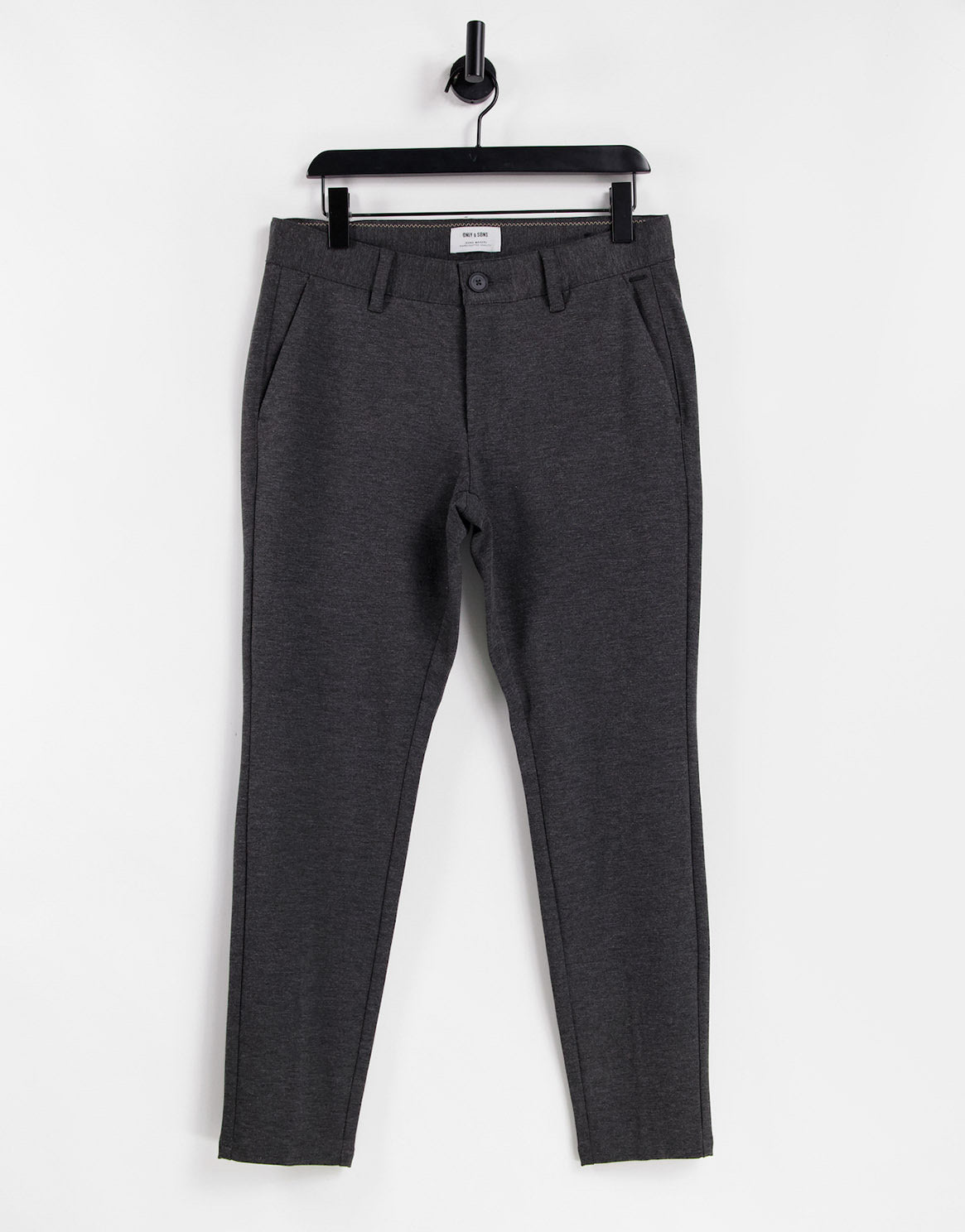 Only & Sons stretch jersey trousers in grey melange