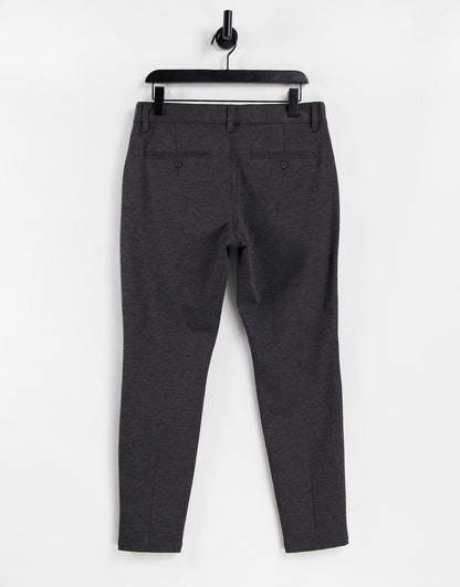 Only & Sons stretch jersey trousers in grey melange