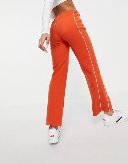 ellesse high waisted joggers with piping in burnt orange