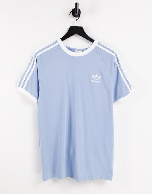 adidas Originals adicolor three stripe t-shirt in blue