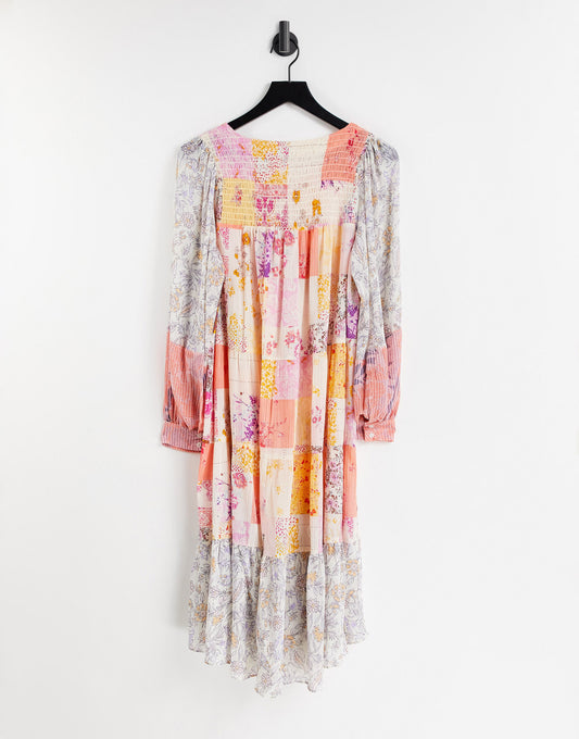 Free People california soul maxi shirt in patchwork floral