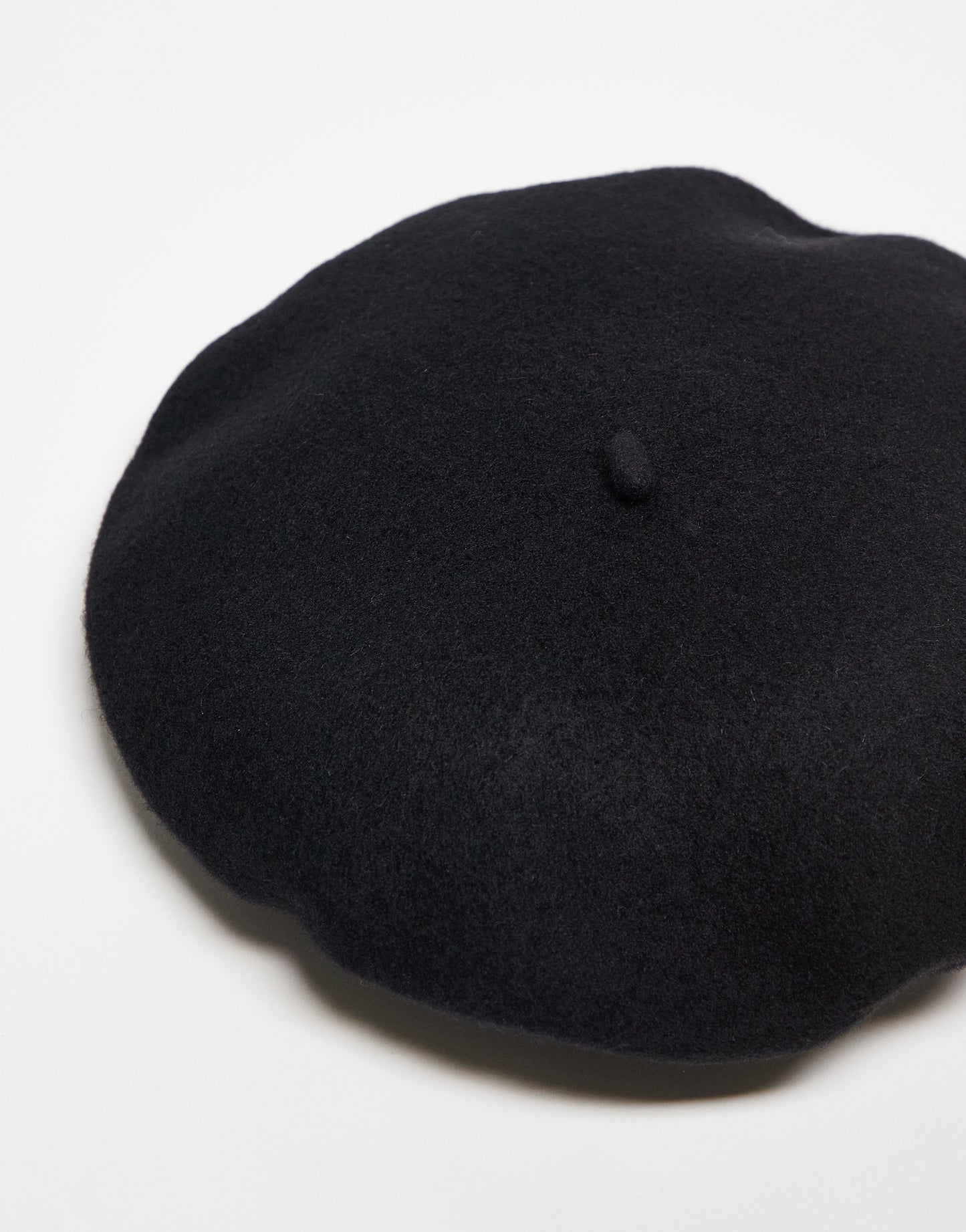 ASOS DESIGN wool beret with improved fit in black