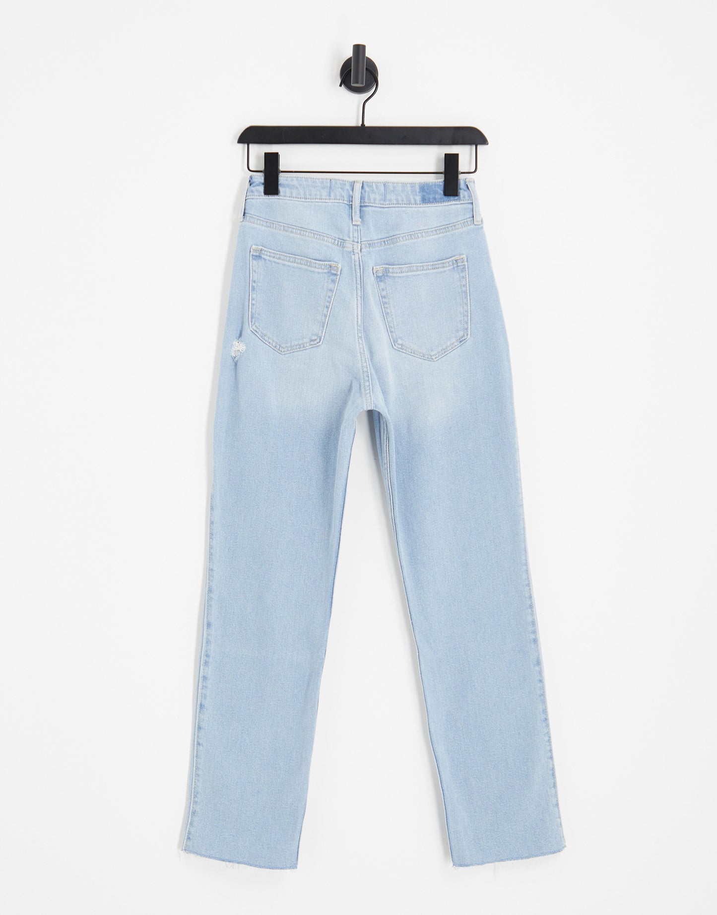 Hollister patchwork ripped straight leg jeans in light blue wash