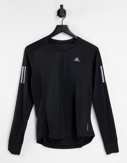 adidas Running long sleeve top with logo in black