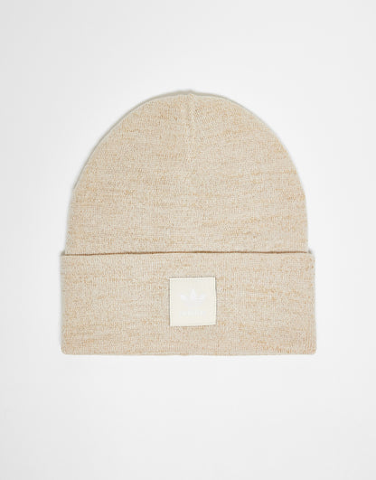 adidas Originals trefoil logo beanie in cream with metallic thread