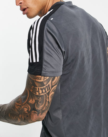 adidas Running t-shirt with three stripes in dark grey