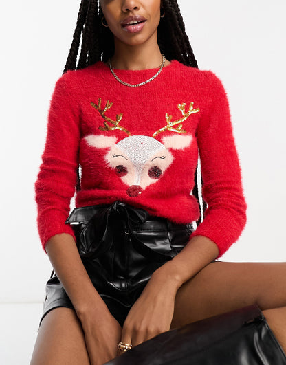 Brave Soul Tall reindeer christmas jumper