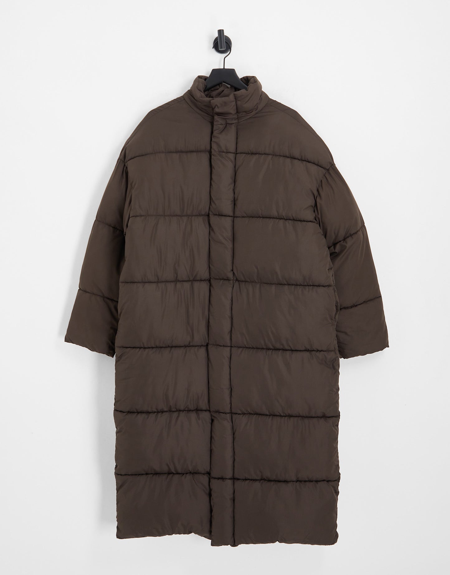 COLLUSION Unisex maxi puffer coat in chocolate brown