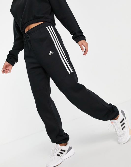 adidas Training oversized joggers with three stripes in black