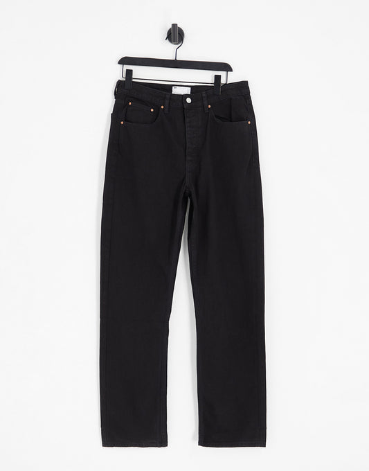 ASOS DESIGN wide straight leg jeans in black