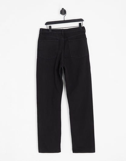 ASOS DESIGN wide straight leg jeans in black