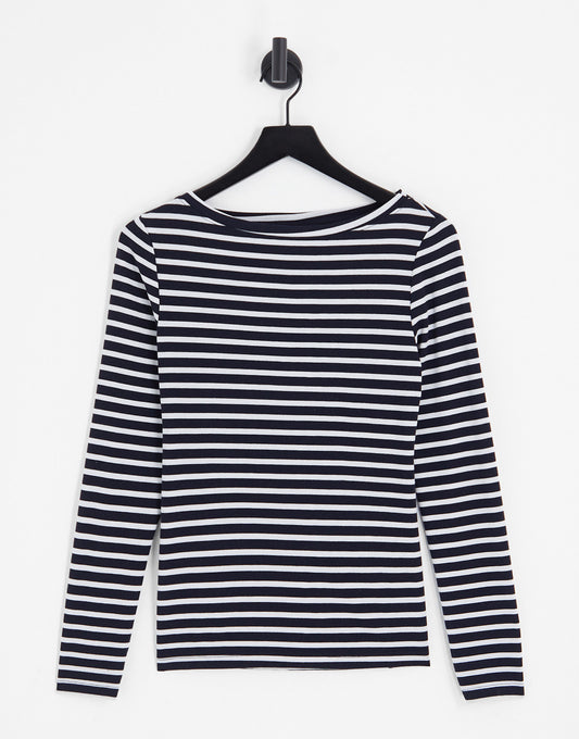 ASOS DESIGN Tall long sleeve striped t-shirt in navy