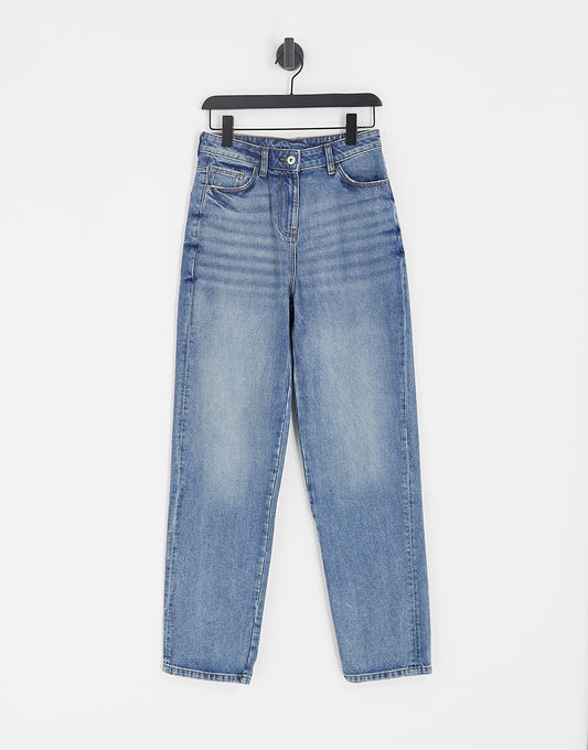 COLLUSION mid rise&nbsp; baggy dad jeans in stone wash&nbsp; - MBLUE