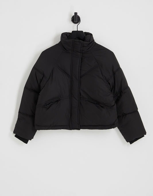 Topshop Petite padded puffer jacket in black