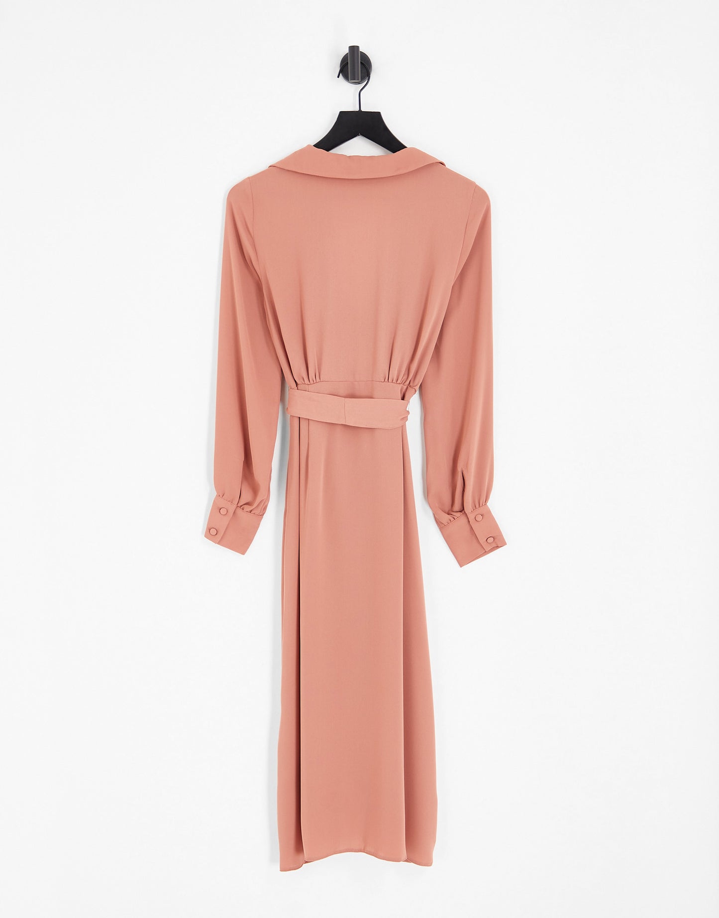 ASOS DESIGN collared wrap midi dress with tie belt in terracotta