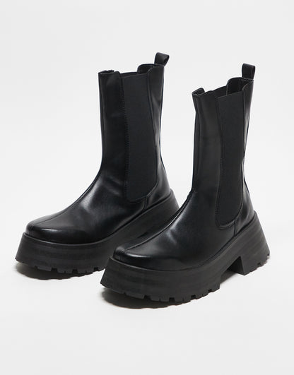 ASOS DESIGN Recipe chunky sock boots in black