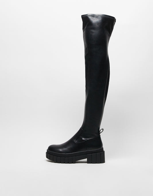 ASOS DESIGN Kentisbury chunky over the knee boots in black