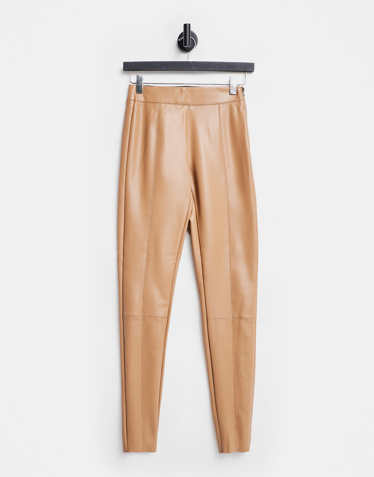 Topshop faux leather skinny trouser in tan