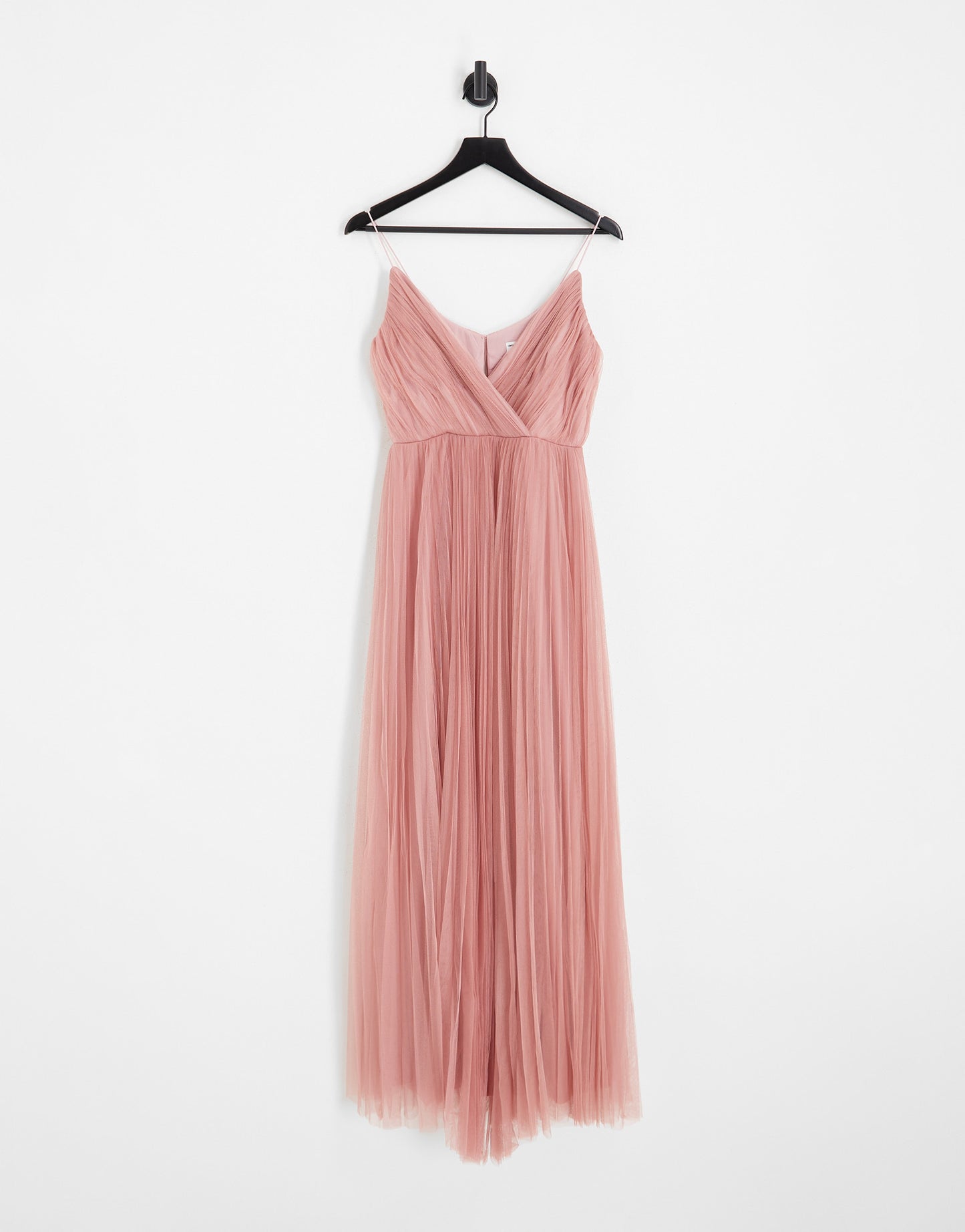 ASOS DESIGN Bridesmaid cami pleated tulle maxi dress in rose