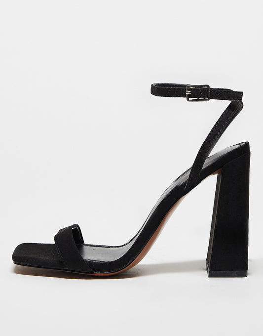 ASOS DESIGN Wide Fit Nora barely there block heeled sandals in black