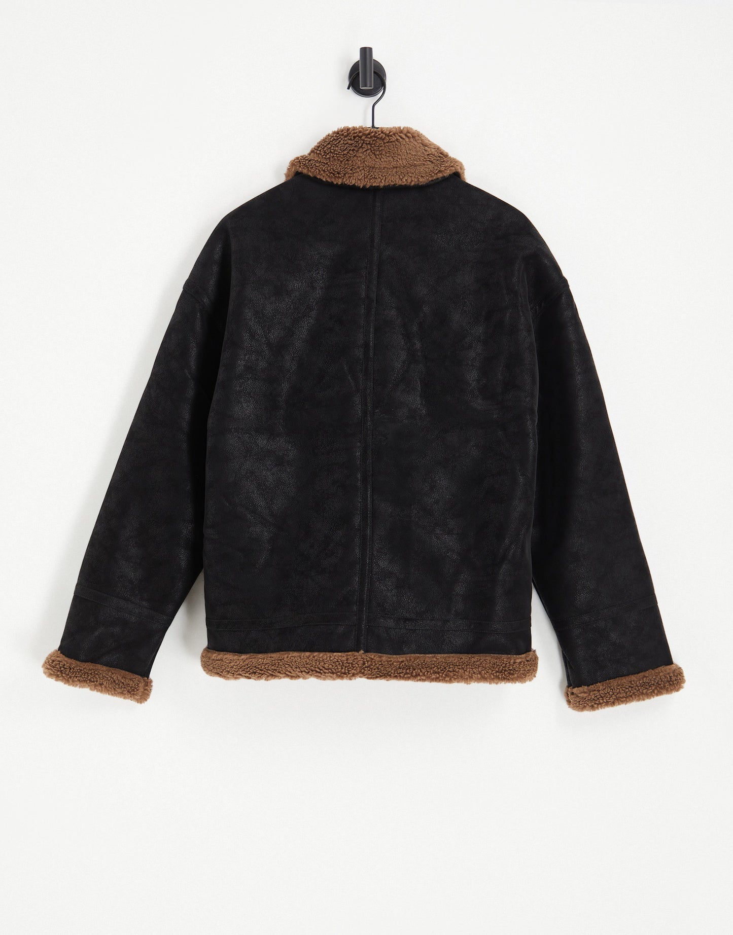 Topman faux shearling aviator jacket in black